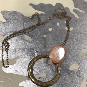 Pendant necklace gold tone 30 inch to circular medium weight pendant